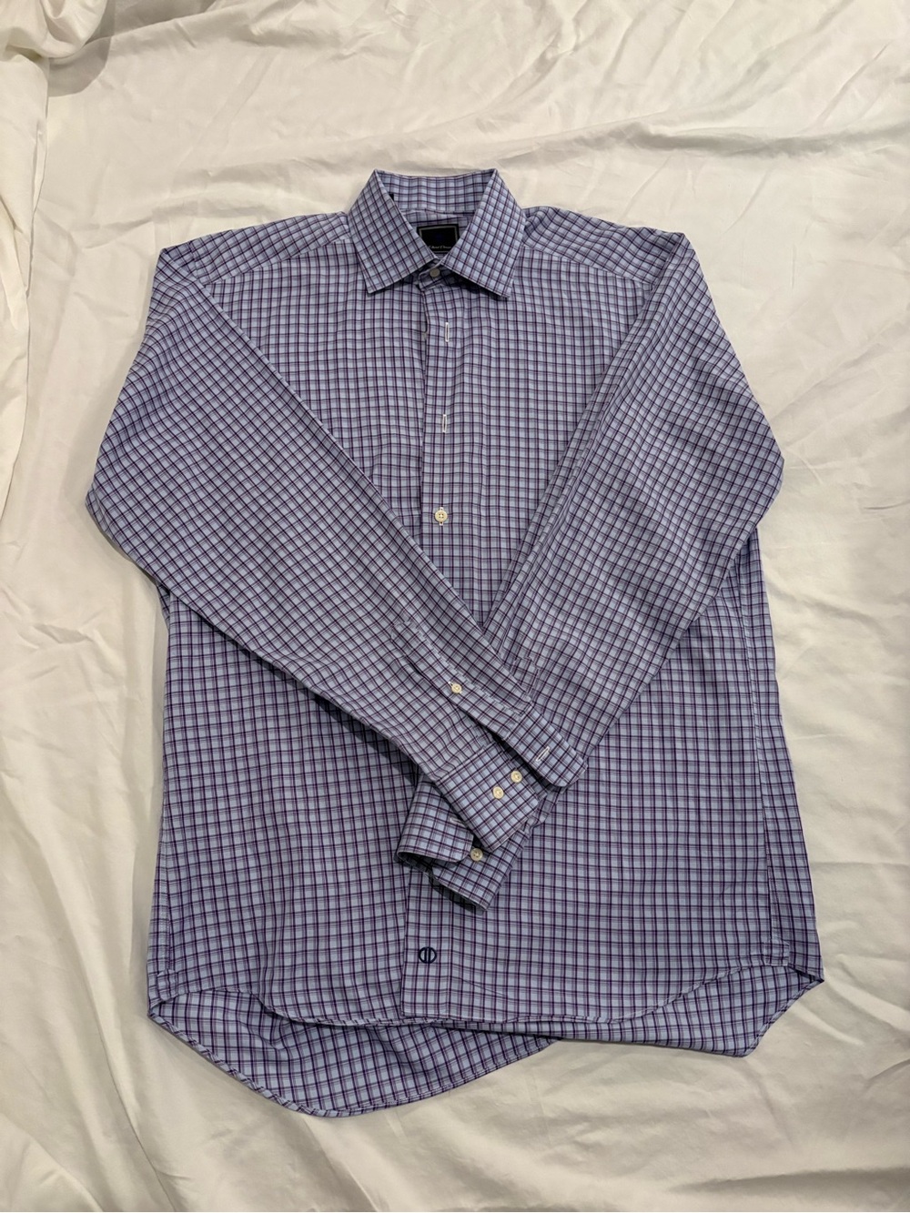 David Donahue Purple and Plum Check Dress Shirt